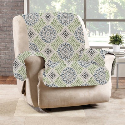 Medallion Printed Recliner Furniture Protector Cover Blue - Sure Fit