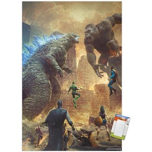 Trends International Justice League vs. Godzilla vs. Kong - Street Battle Unframed Wall Poster Prints - 1 of 4