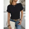 Womens Summer Tops Casual Crewneck Short Sleeve Shirts Hollow Out Knit Loose Sweater Blouses - 4 of 4