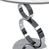 HomeRoots 21" White And Silver Stone And Stainless Steel Round Pedestal End Table - 4 of 4