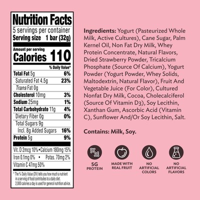 Clio Snacks Drizzled Strawberry Dream Greek Yogurt Bars - 5.65oz/5ct