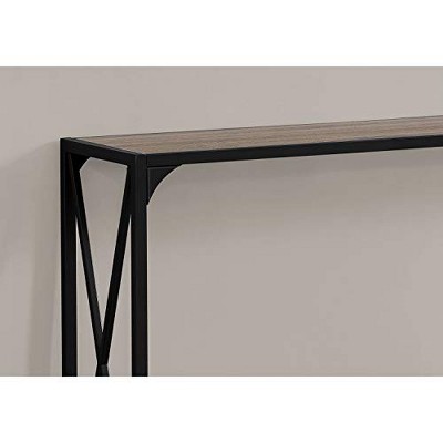 Dark Taupe and Black Metal X-Base Console Table with Storage
