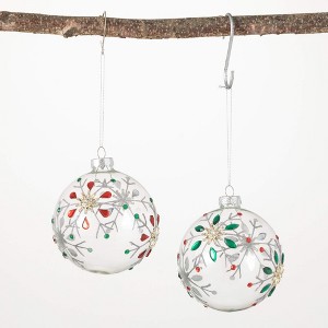 4.5"H Sullivans Jeweled Snowflake Ornament - Set of 2  Multicolored Christmas Ornaments - 1 of 2