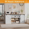 70"Farmhouse TV Stands for 80"TV,Rustic Wooden Entertainment Center with Adjustable Shelves&Sliding Barn Door,TV Console Table with Storage for Home - 4 of 4