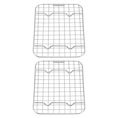 Unique Bargains 304 Stainless Steel Cooling Roasting BBQ Grill Net 2 Pcs
