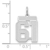 Black Bow Jewelry 14k White Gold, Jersey Collection, Medium Number 61 Pendant - 2 of 3