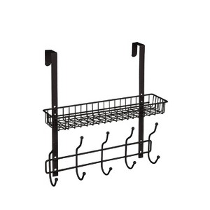 NEX 1 Tier Over the Door Bath Organizer with Mesh Towel Hanging Rack Black: Clothesline & Garment Storage Solution - 1 of 4