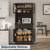 72 in Tall Kitchen Pantry Cabinet, Kitchen Hutch Bar Cabinet with Microwave Stand, Cupboard with Drawers Glass Doors for Dining Room - 3 of 4