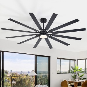 Airsurfer 80" Ceiling Fan with Light and Remote Control 12 Reversible Blades Ceiling Fan with 6-Speed Quiet DC Motor, 3 Color LED Light - 1 of 4