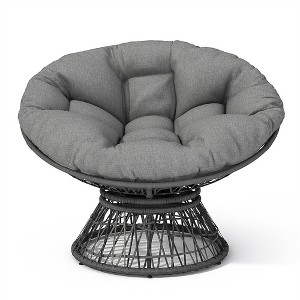 XINGHANZHENXUAN 41.5-in 360° Swivel Wicker Accent Chair with Cushion, Iron Frame for Indoor, Outdoor Lounging, Stain-Proof - 1 of 4
