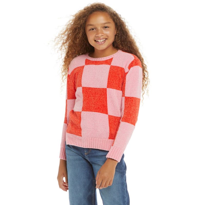 Andy & Evan  Kids  Girls Flower Faux Shearling Sweater, 2 of 6