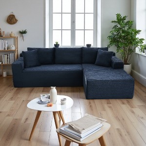103" Modular Corduroy L-Shaped Sectional Sofa, Deep Seat - 1 of 2