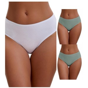 INSPIRE CHIC Plus Size for Women's Cotton Mid-Waisted Briefs Full Coverage Comfortable Underwear 3 Packs - 1 of 4