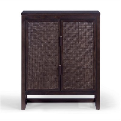 Teamson Home Hatteras Accent Cabinet with 2 Rattan Inlay Doors and Adjustable Shelves