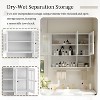 3-Door Wall Mounted Bathroom Cabinet with Towel Bar, Modern Storage Cabinet with Fluted Glass - ModernLuxe - 4 of 4