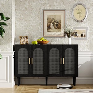 FONTOI Sideboard, Storage Cabinet with Round Handles, Sideboard Cabinet with 4 Doors for Living Room, Dining Room, Black, 47.2*13.8*29.9 - 1 of 4