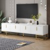 VYNXARIA Modern TV Stand for TVs Up to 80 inches with Metal Legs and Gold Handles Media Console with Cabinets and Adjustable Shelves in White - 2 of 4