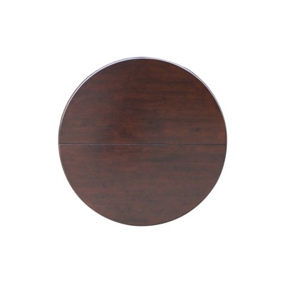 Espresso Oval Extendable Wood Dining Table with Leaf