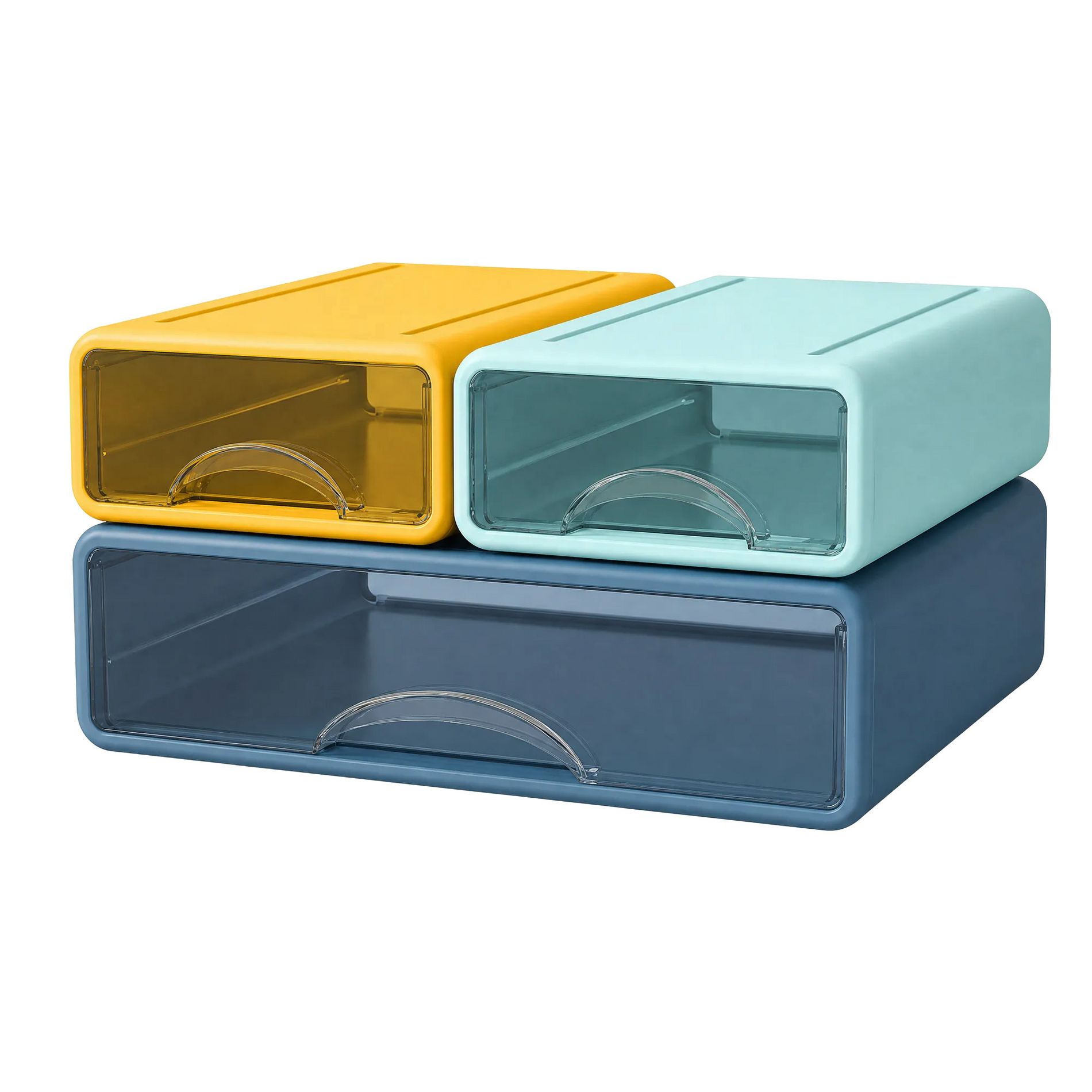 Stackable Storage Drawer with Dividers, Transparent PP Material Desktop Organizer, Durable Thickened Storage Container