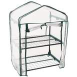 Sunnydaze Outdoor Portable Growing Rack 2-Tier Greenhouse with PVC Roll-Up Door - 2 Shelves - Clear