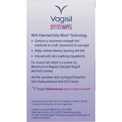 Vagisil Maximum Strength Anti-Itch Medicated Feminine Intimate Wipes - 20ct