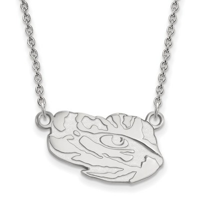 Black Bow Jewelry 14k White Gold Louisiana State Fighting Tigers NCAA Necklace 18 Inch