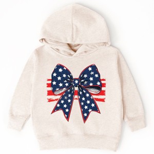 The Juniper Shop Blue and White Star Bow Coquette Toddler Hoodie - 4T - Natural - 1 of 4