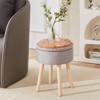 KTMBDW Footrest Footstools Round Linen Ottoman with Storage Space, Soft Vanity Chair Seat Coffee Table Ottoman for Living Room, Bathroom, Makeup - 3 of 4