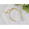 Anna-Kaci 18K Gold Plated Pearl Link Bracelet - Stainless Steel Pearl Bead Chain Bracelet Boho Chic Jewelry for Valentine's Day Birthdays - 2 of 4