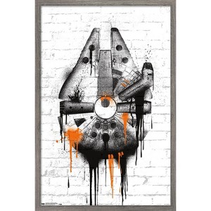 Trends International Star Wars: Saga - Falcon Black And Orange Framed Wall Poster Prints - 1 of 4