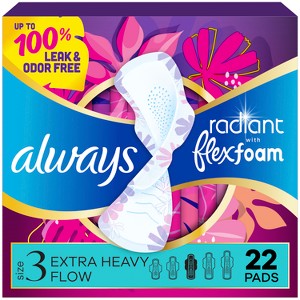 Always Radiant Extra Heavy Flow Absorbency with Flex Foam Pads - Scented - Size 3 - 1 of 4
