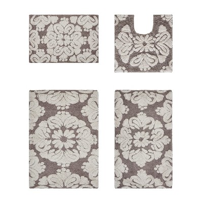 Medallion Collection 4 Piece 100% Cotton Tufted Bathroom Rug Set  with Non-Slip Backing, Machine Washable, Tumble Dry Bath Mat