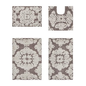 Medallion Collection 4 Piece 100% Cotton Tufted Bathroom Rug Set  with Non-Slip Backing, Machine Washable, Tumble Dry Bath Mat - 1 of 4