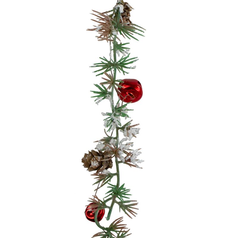 Melrose 40" Green Frosted Pine Cones and Bells Artificial Christmas Spray, 2 of 4