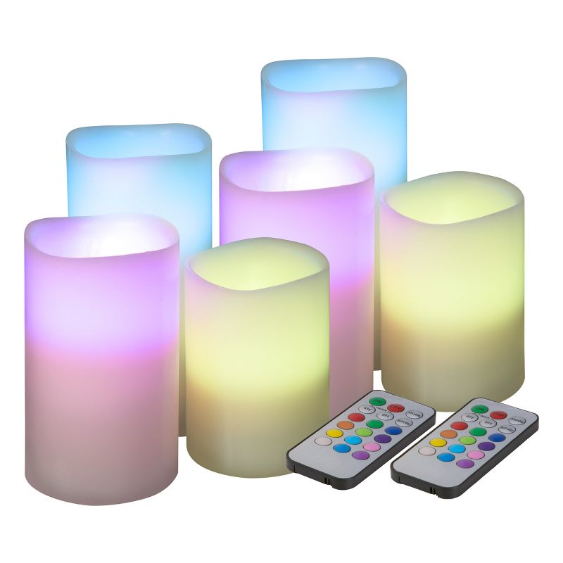 Flameless LED Candles – 6-Piece Color Changing Flameless Candle Set with Remote for Home, Wedding, Bridal Shower, and Christmas decor by Lavish Home, 1 of 7