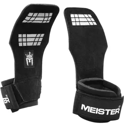 Meister Elite Leather Lifitng Grips Pair with Gel Padding - L/XL