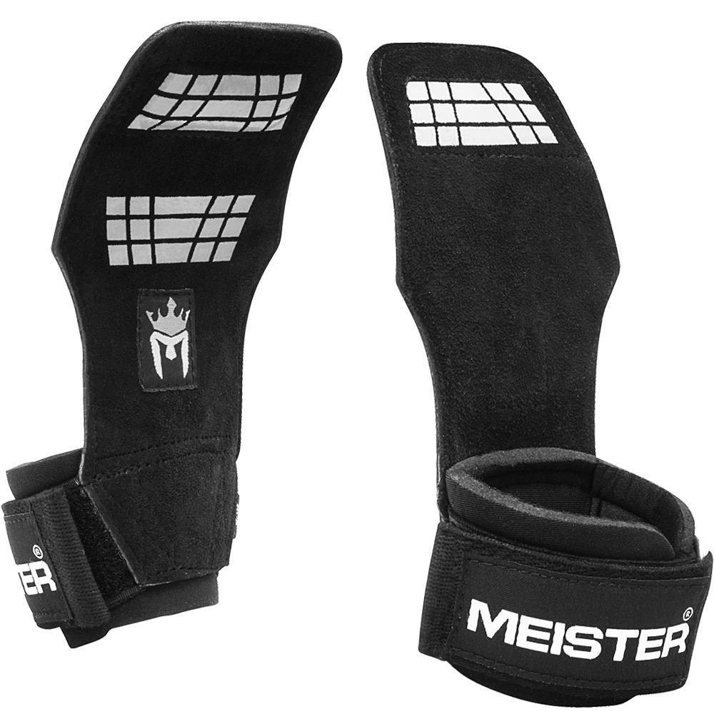 Photos - Gym Gloves Meister Elite Leather Lifitng Grips Pair with Gel Padding - S/M 