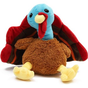 Blue Panda Turkey Stuffed Animal, Thanksgiving Plush Toy for Kids, Fall Décor, 9 in - 1 of 4