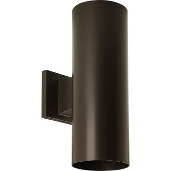 Progress Lighting, Cylinder Collection, 2-Light Outdoor Wall Light, Antique Bronze, Aluminum, Shade Included