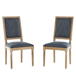 Lyngins French Country Dining Chairs with High Backrest,Upholstered Kitchen Chairs Set of 2 with Wood Legs,Polyester Chairs for Dining Room,Kitchen - 1 of 4