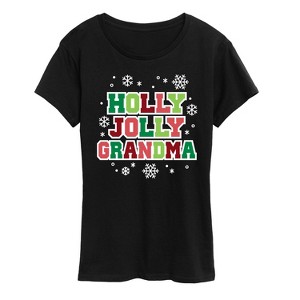 Women's - Instant Message - Holly Jolly Grandma Short Sleeve Graphic T-Shirt - 1 of 4