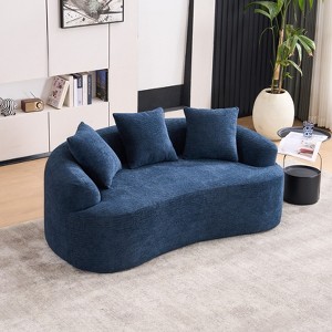 KWPZQEB Modern Loveseat Sofa for Living Room, Comfy Chenille Sofa with 3 Pillows, Curved-Shape Sofa Couch for Small Spaces, Bedroom - 1 of 4