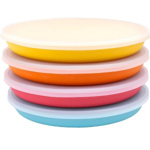 WeeSprout Bamboo Plates, Kid-Sized Bamboo Kids Plates, Dishwasher Safe Bamboo Plate for Kids, 4 pack - 1 of 4