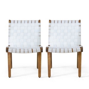 GDFStudio Ocilla Outdoor Acacia Wood and Rope Weave Lounge Chairs (Set of 2) - 1 of 4