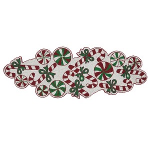 Saro Lifestyle Beaded Candy Cane Runner, Multi, 13" x 36" - 1 of 2