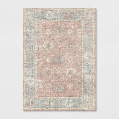 5'x7' Attleboro Digital Print Boarder Persian Rug Blush - Threshold™