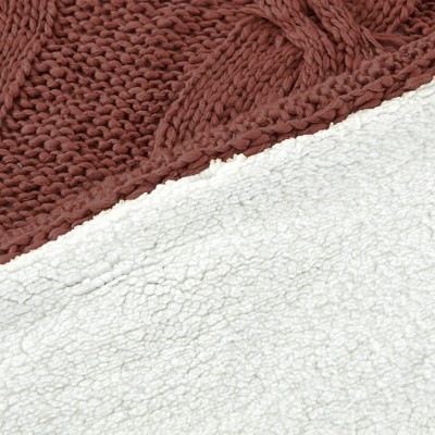 Nutmeg Cable Knit & Sherpa Reversible Cozy Throw, 50" x 60"