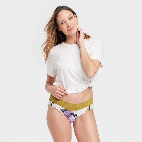 Women's Floral Print Cotton Cheeky Underwear With Lace Waistband