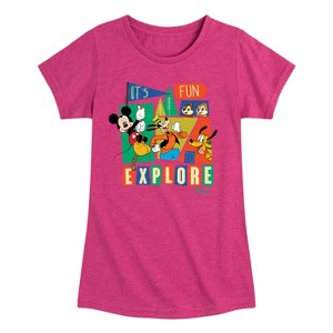 Girls' - Disney - Its Fun To Explore Fitted Short Sleeve Graphic T-Shirt - 1 of 4
