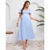 Maternity Dress Ruffle Short Sleeve V Neck Twist Front Summer A Line Midi Dress Baby Shower Photoshoot - 2 of 4